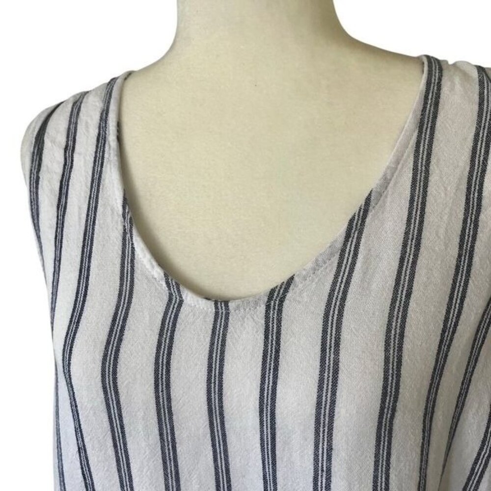 Style & Co Women's Size Medium Prospect Stripe Linen Blend Sleeveless Top - Picture 2 of 6